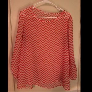 Pink and white chevron top